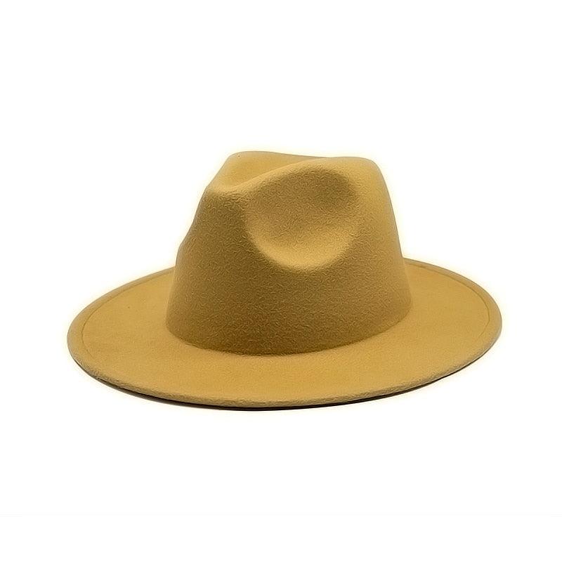 Vintage Wide Brim Fedora Hat for Women Elegant Autumn Winter Style