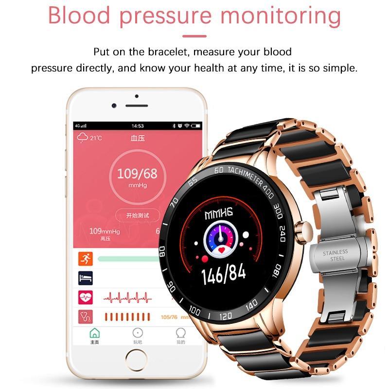 Modern Ceramic Smart Watch with Heart Rate & Fitness Tracker