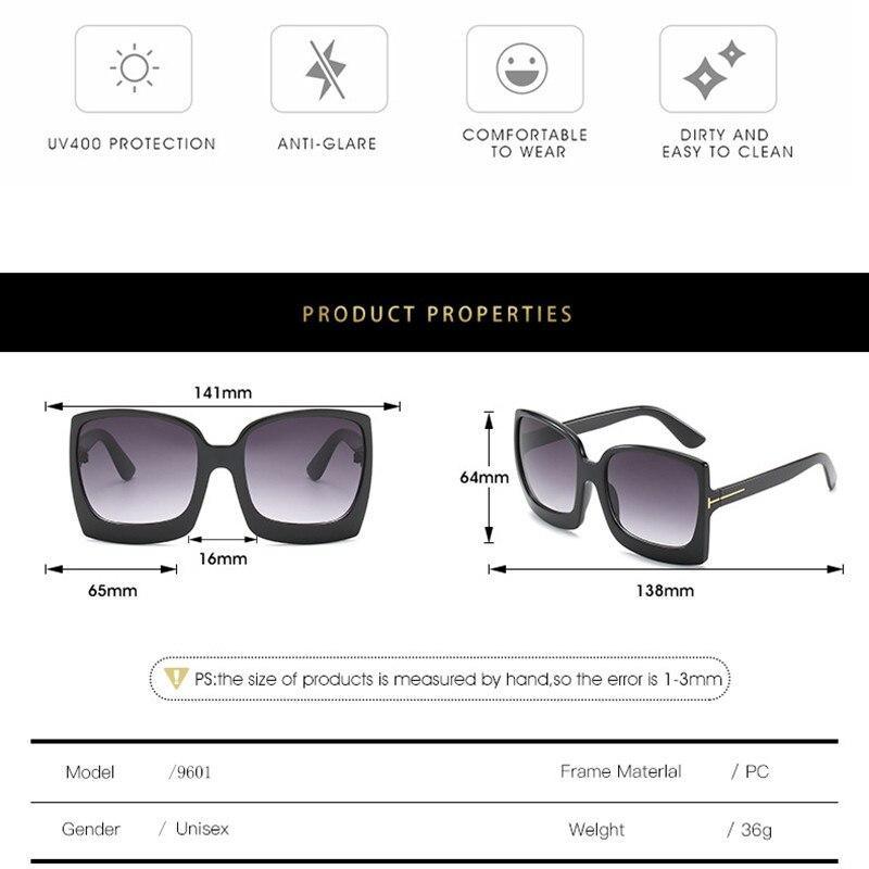 Oversized Square Gradient Sunglasses with UV400 Protection