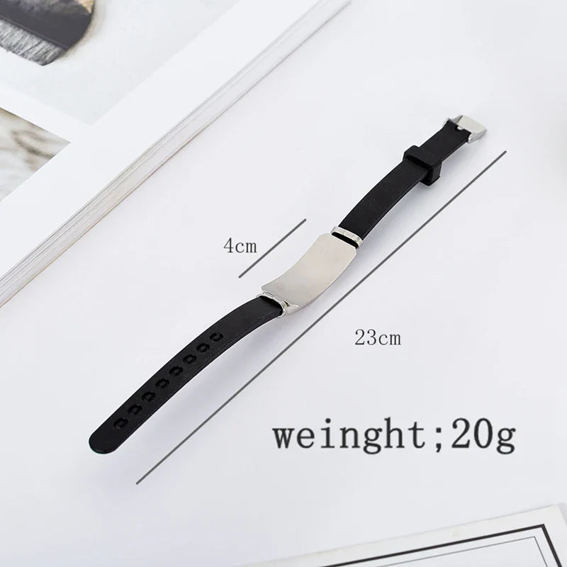 Personalized Engraved Name Letter Logo Bracelet Stainless Steel Silicone Bracelets Bangles For Men Women Custom Jewelry