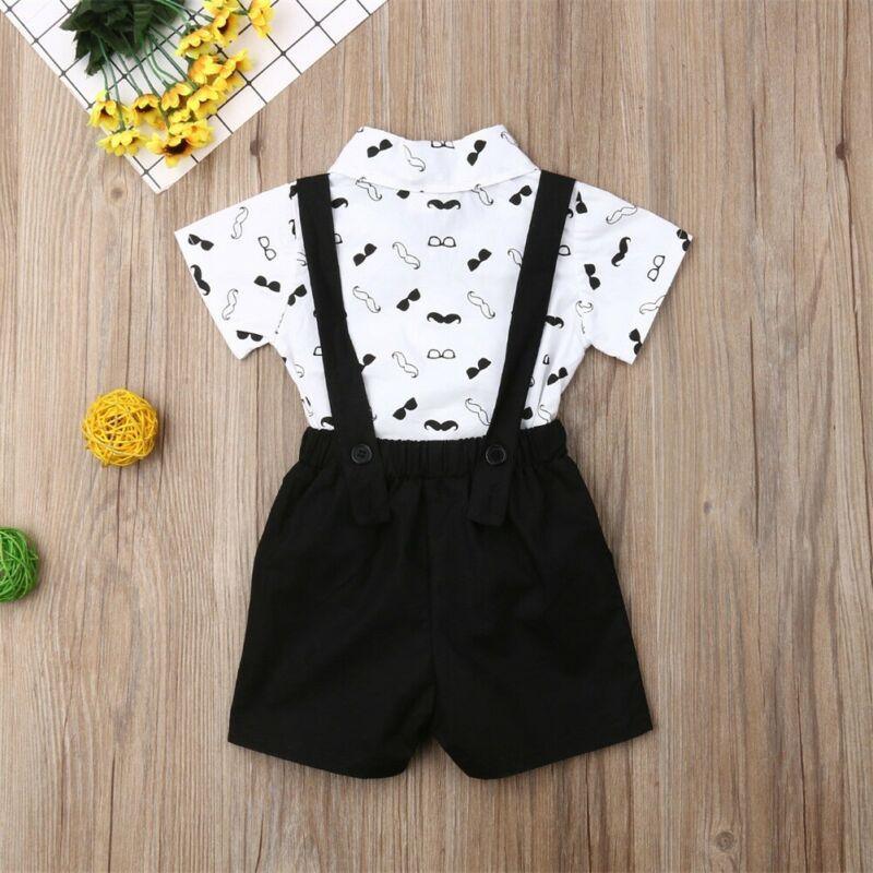 Baby Boys Formal Two-Piece Suspender Outfit with Bow Tie