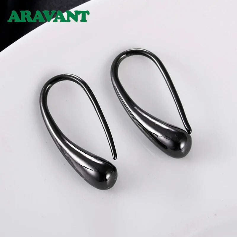 Aravant 925 Silver Earring Black Teardrop/Water Drop/Raindrop Dangle Earrings For Women Men Fashion Jewelry Gifts 4 Colors