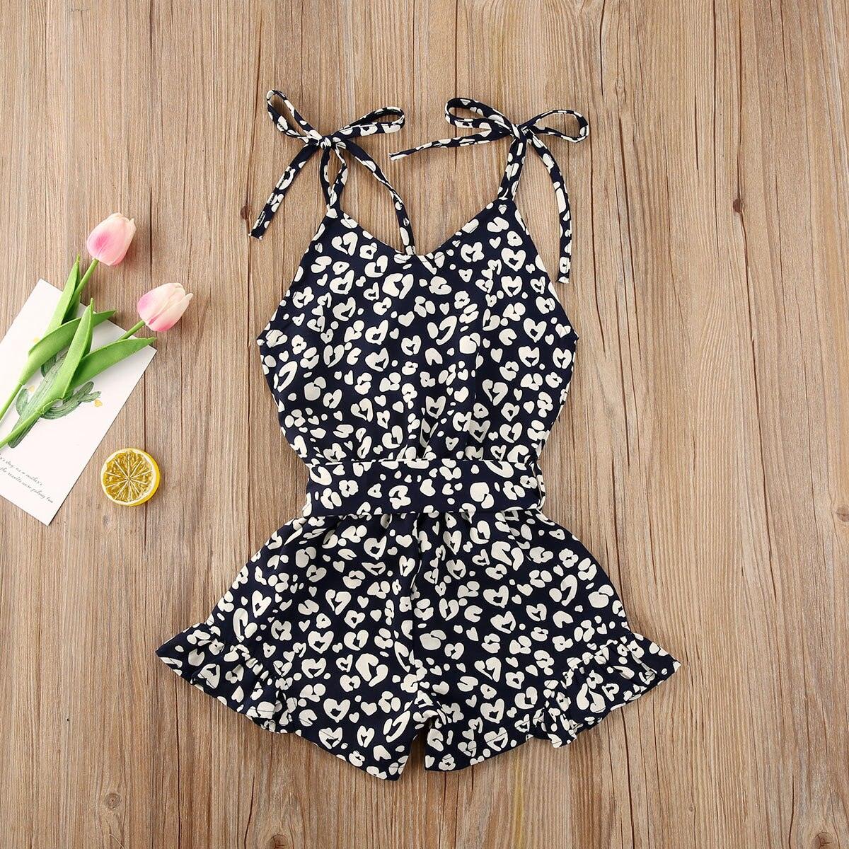 Baby Girls Leopard Print Sleeveless Romper Bohemian Playsuit