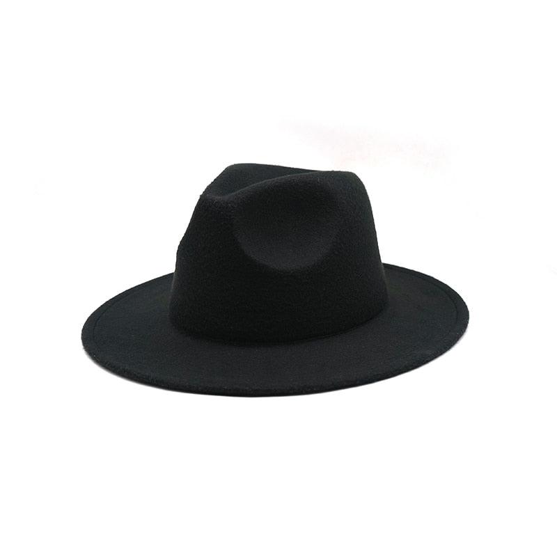 Vintage Wide Brim Fedora Hat for Women Elegant Autumn Winter Style