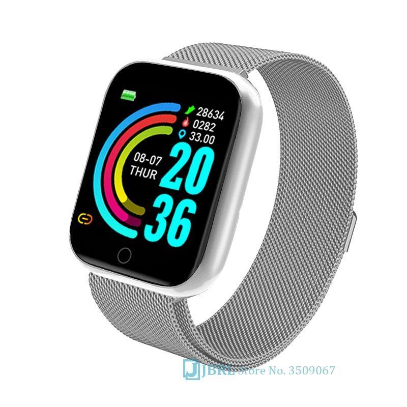 Modern Stainless Steel Square Smartwatch for Fitness and Daily Wear