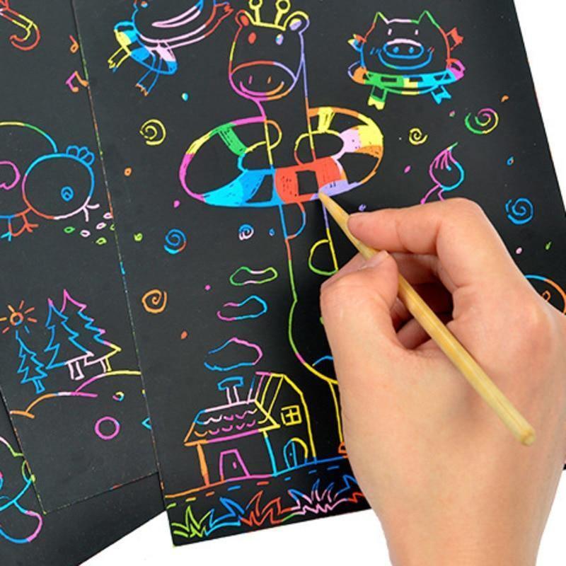 Rainbow Scratch Art Paper Set – Creative DIY Wall Art & Drawing Kit