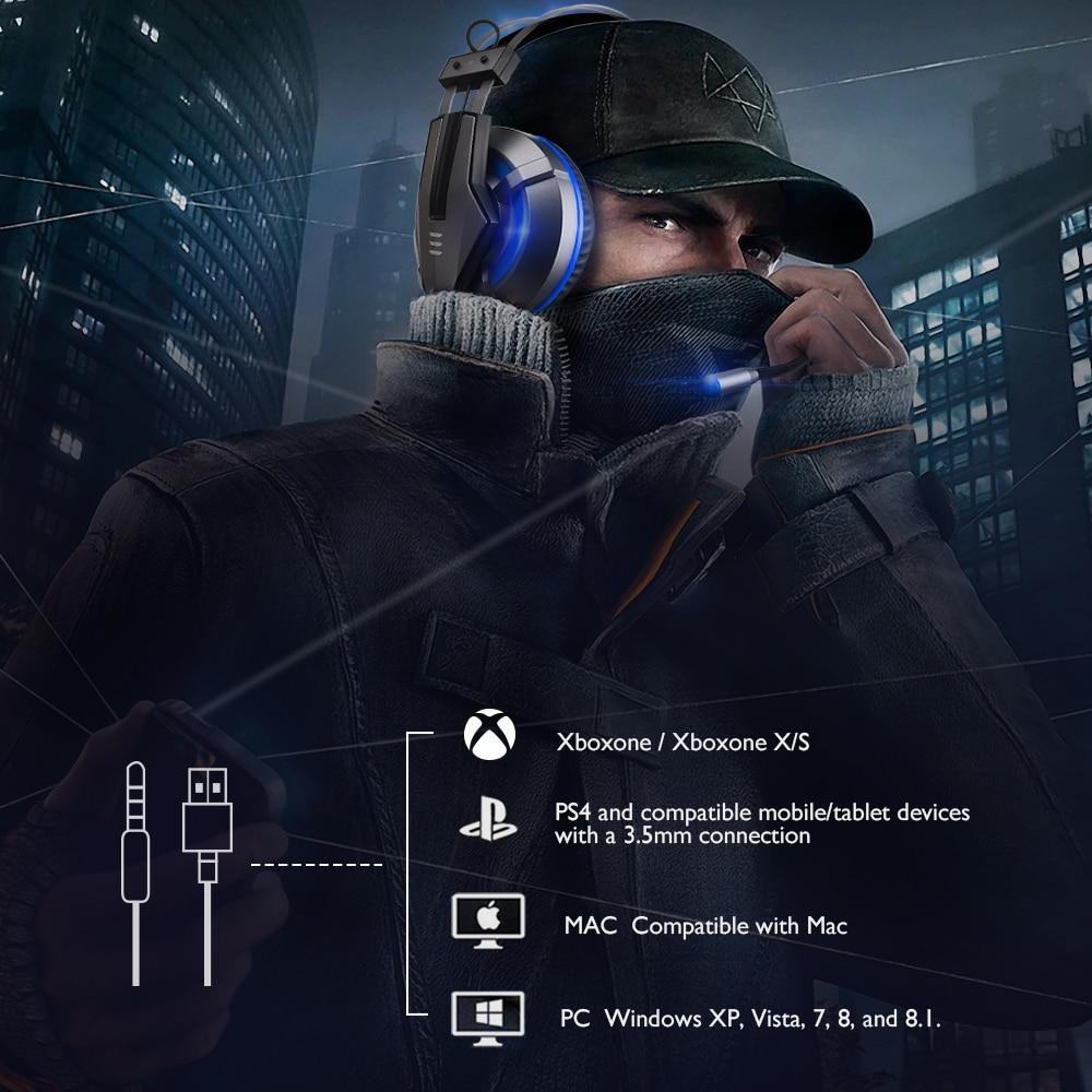 Wired Gaming Headset with Retractable Mic for PS4, PC & Xbox