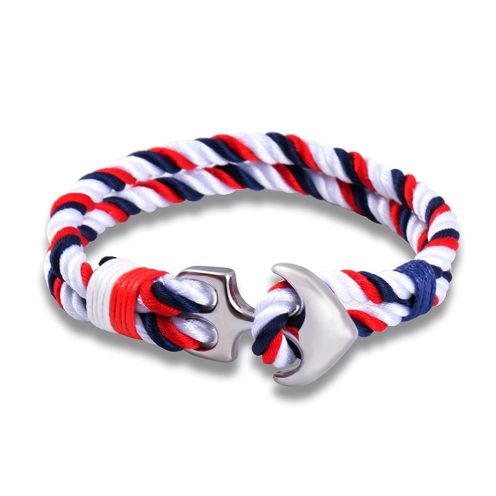 Men's Nautical Anchor Survival Paracord Bracelet in Stainless Steel