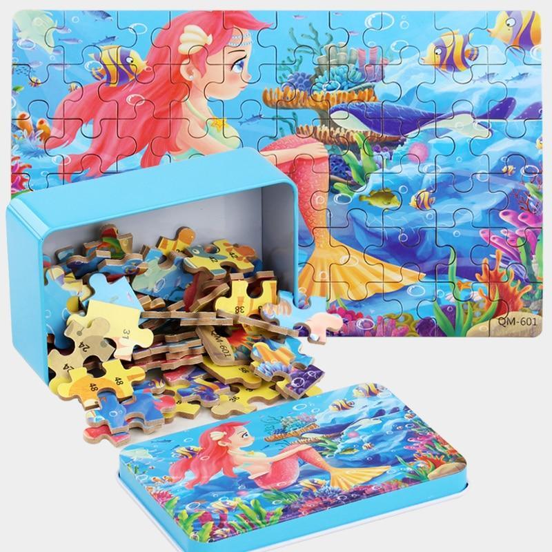 60-Piece Wooden Cartoon Animal Jigsaw Puzzle for Kids