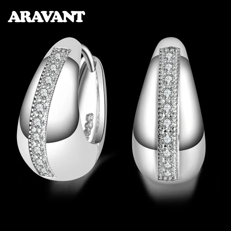 Real 925 Sterling Silver 18mm Small Hoop Earrings For Women Wedding Jewelry Gift