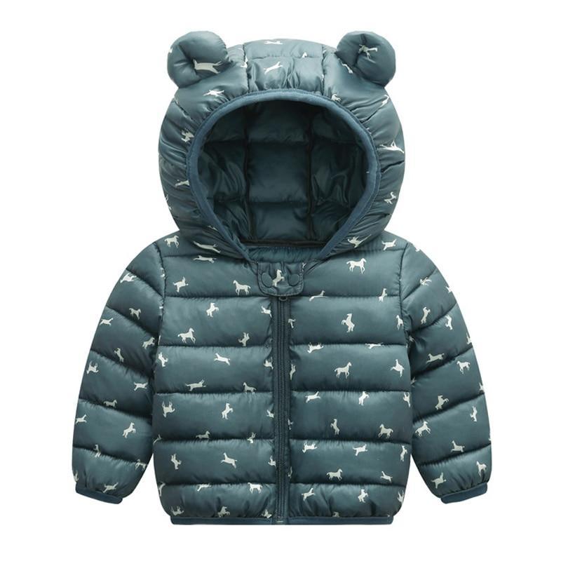 Warm Hooded Animal Print Winter Jacket for Kids