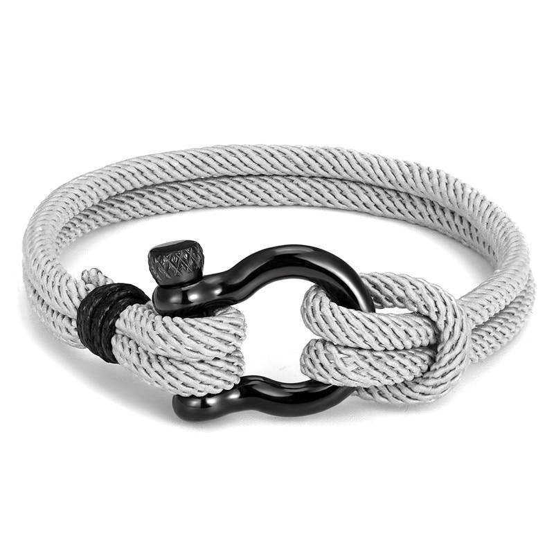 Modern Navy Rope Bracelet with Black Stainless Steel Hardware