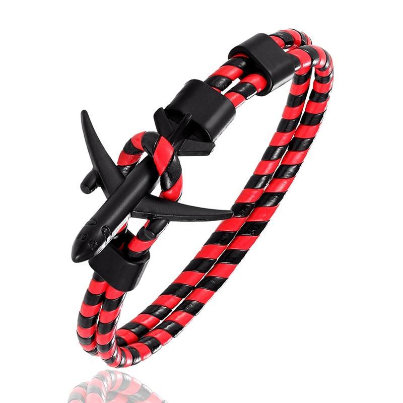 Aviation Leather Anchor Bracelet for Men and Women
