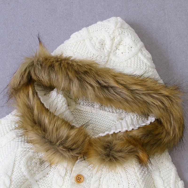 Unisex Newborn Knit Romper Hooded Warm Coat for Winter