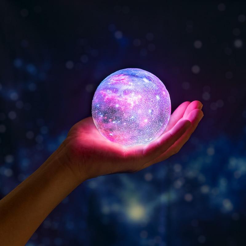 3D Printed Star Moon Galaxy Night Light with Touch Control