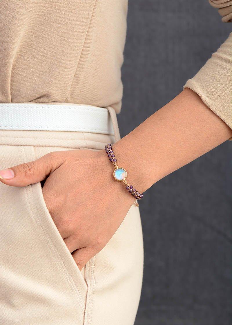 Handmade Sunflower Pearl Charm Bracelet - Bohemian Gold Jewelry