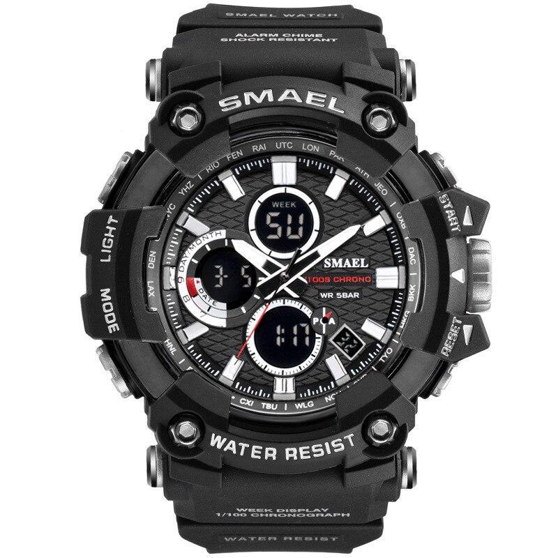 Men's Military Sports Quartz Watch 50M Waterproof Digital Black