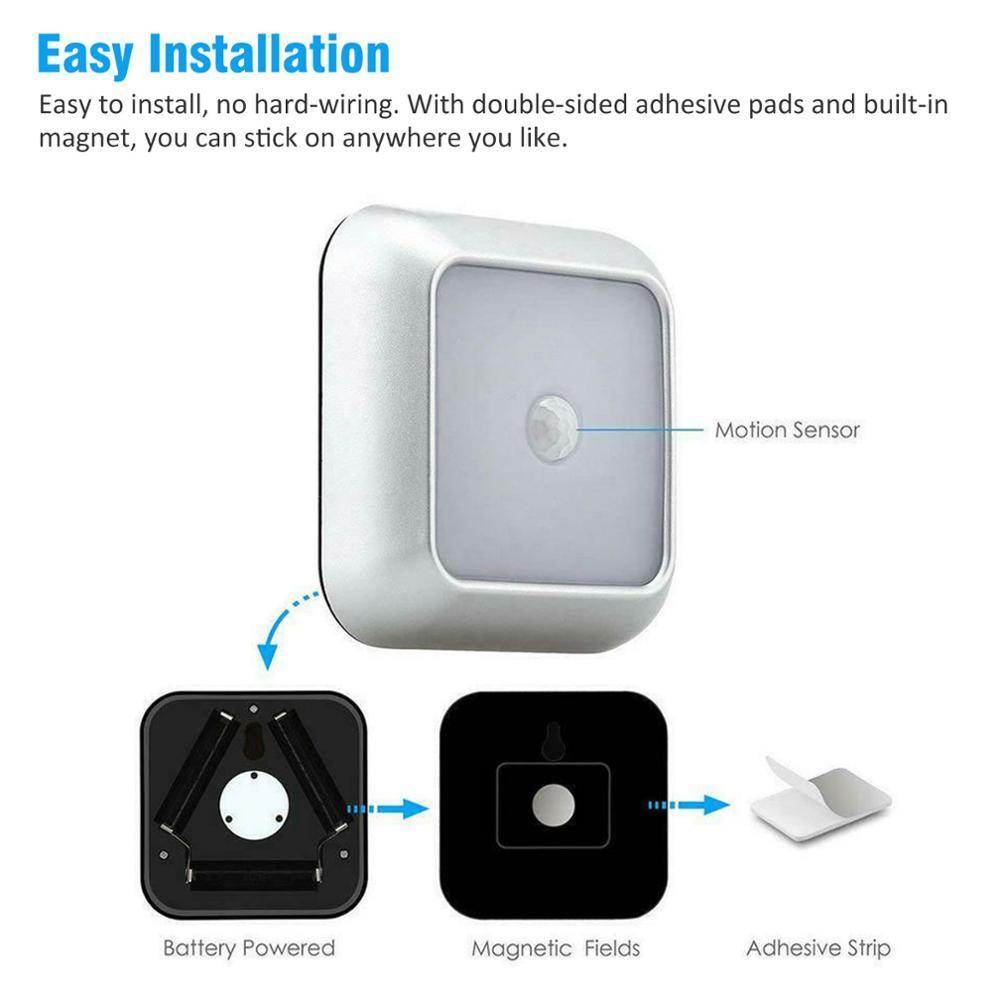 Wireless Motion Sensor LED Night Lights – Modern White Pair