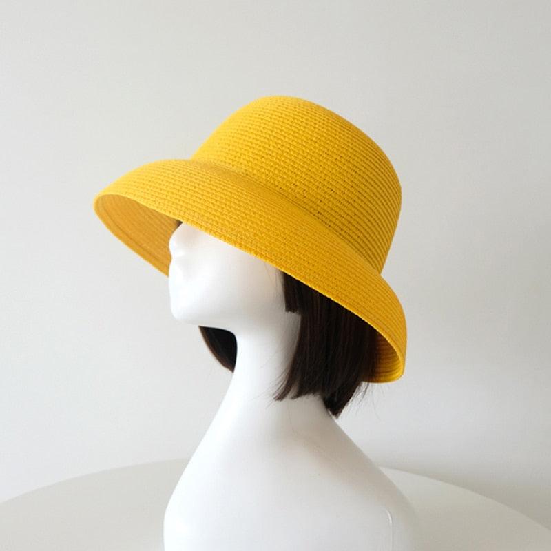 Foldable Vintage Beach Hat - Lightweight Wide Brim Summer Sun Cap