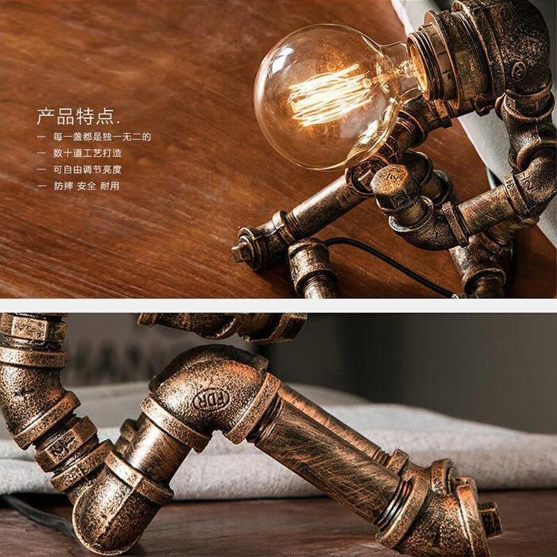 Vintage Industrial Iron Pipe Desk Lamp - Steampunk Kettle Table Light