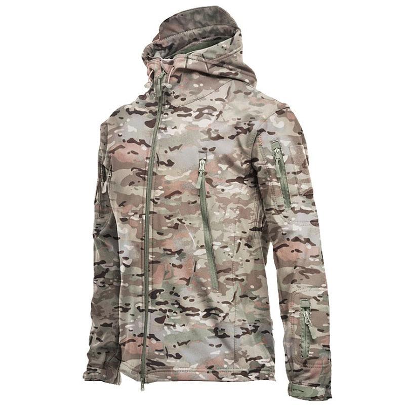 Men's Tactical Waterproof Soft Shell Fleece Hooded Outdoor Jacket