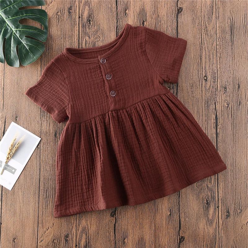 Toddler Girl Minimalist Cotton Linen A-Line Dress