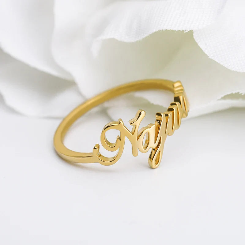 Custom Name Rings for Women Stainless Steel Gold Plated  Personalized Band Letter Initial Ring Wedding Jewelry Bijoux Femme 2023