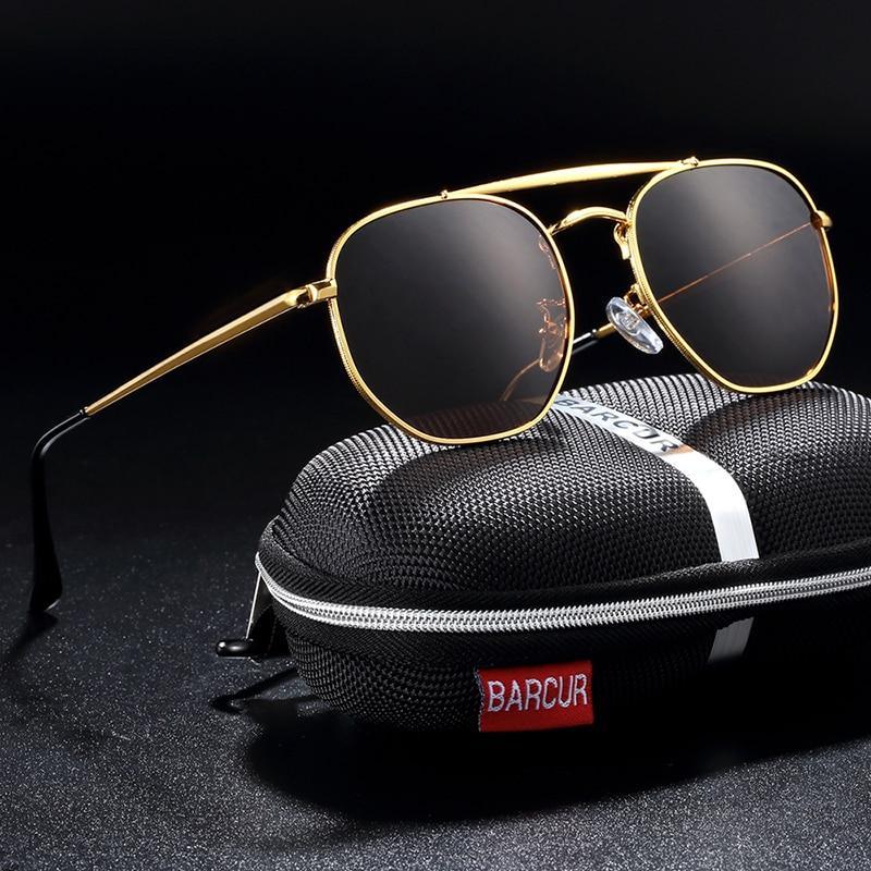 Polarized Hexagon Sunglasses with UV400 Protection - Gold & Black