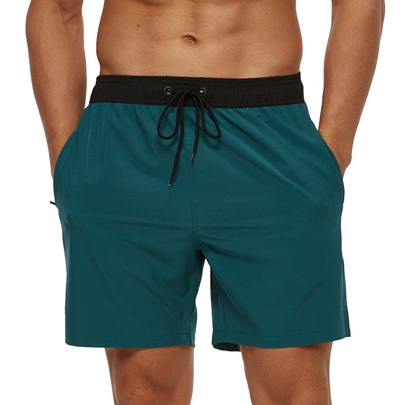 Men's Quick Dry Stretch Swim Trunks with Zipper Pockets - Sporty