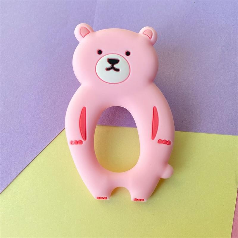 4pcs Kawaii Bear Silicone Teethers - Soft Baby Chew Toys