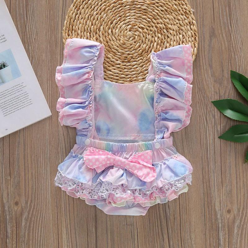 Baby Girl Floral Tutu Romper with Bowknot Detail