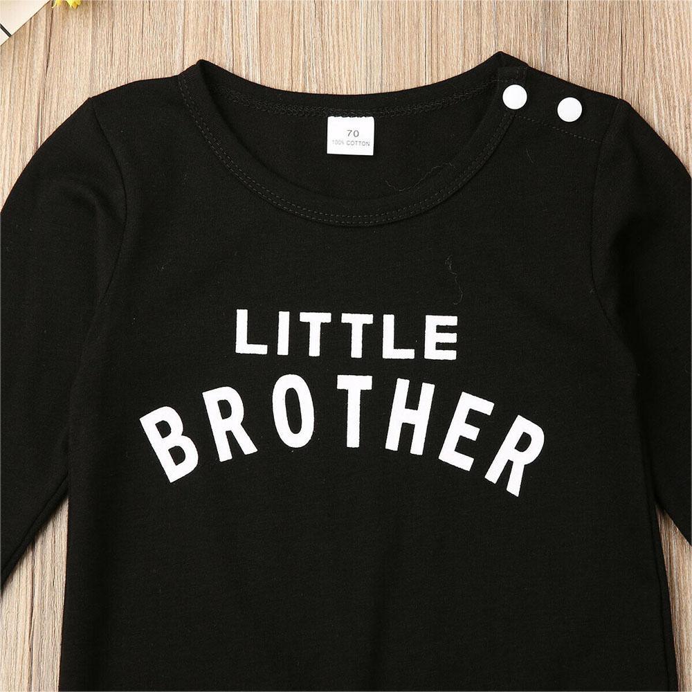 Infant Little Brother Knit Long Sleeve Romper - Comfy Casual Jumpsuit