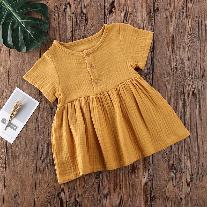Toddler Girl Minimalist Cotton Linen A-Line Dress