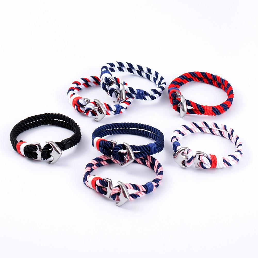 Men's Nautical Anchor Survival Paracord Bracelet in Stainless Steel