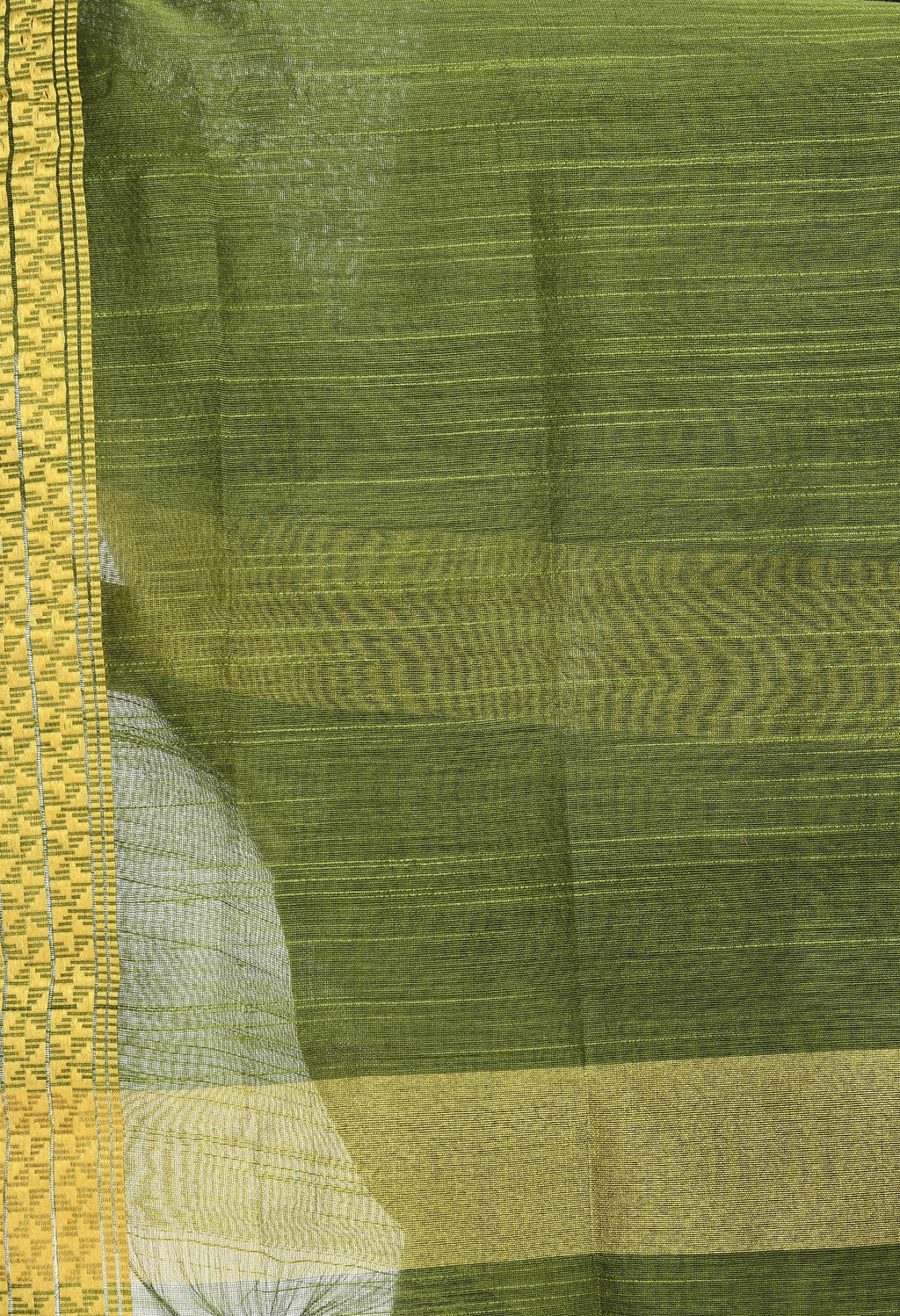 Mehndi Green Handloom Cotton Dupatta - Lightweight Ethnic Accessory