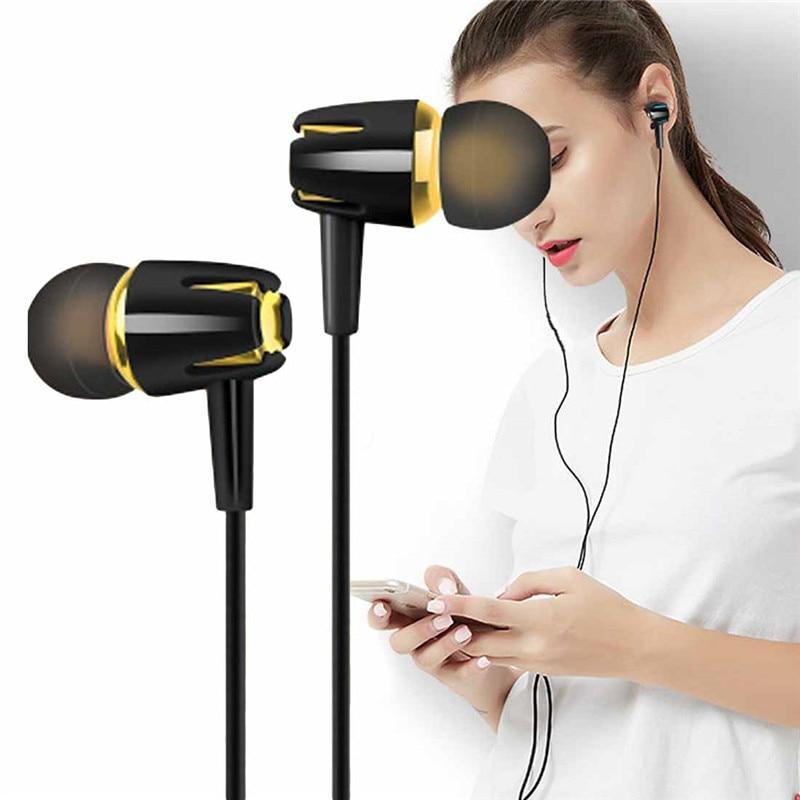 Wired Headphones with Mic & Volume Control - White, Gold, Blue
