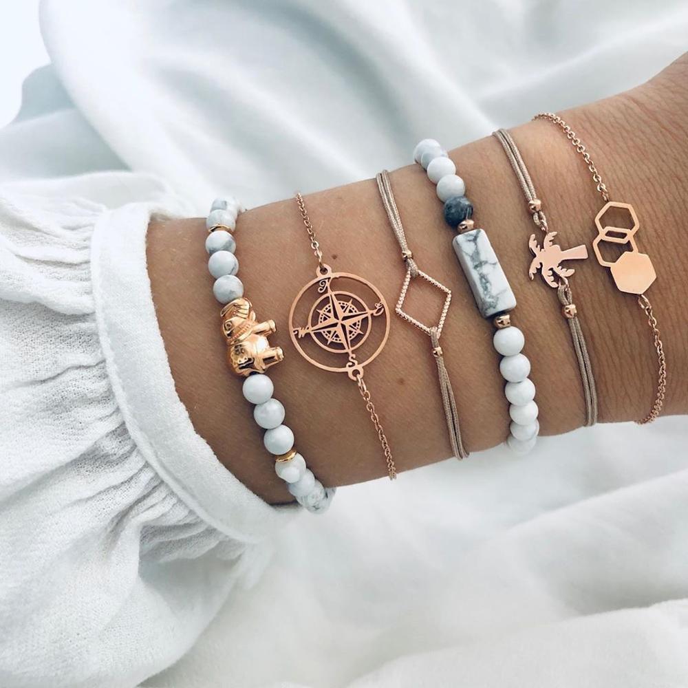 Gold-Plated Bohemian Tree of Life Tassel Bracelet Set for Women