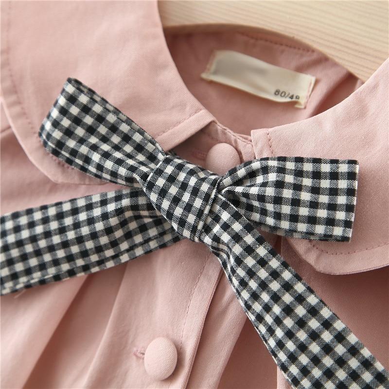 Infant Baby Girl Plaid Bow Coat with Button Closure