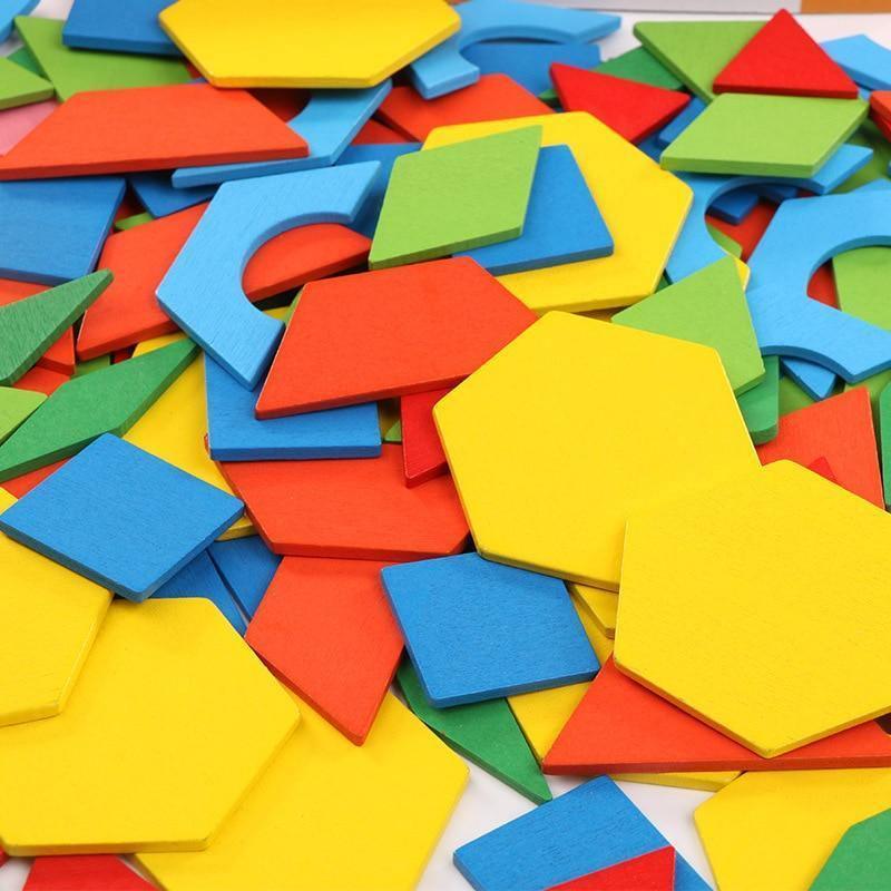 250pc Wooden Geometric Puzzle Board Set, Educational Sensory Toy