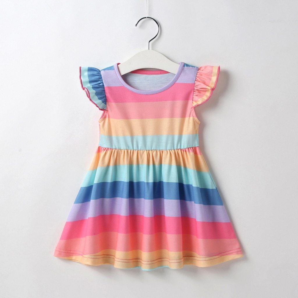 Rainbow Sequin Party Dress for Girls Sleeveless Playful Style