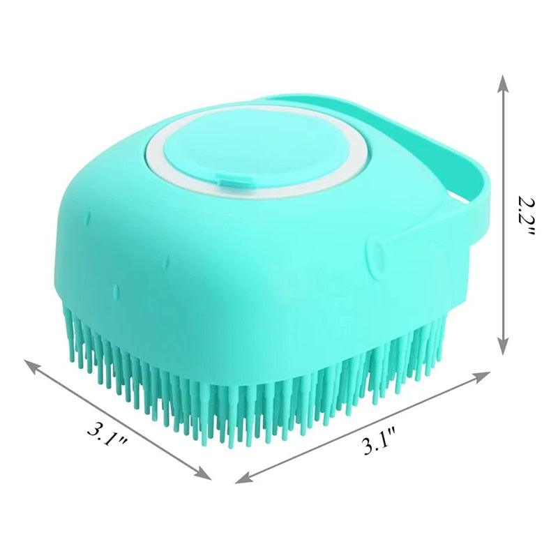 2-in-1 Silicone Pet Bath & Massage Brush Shampoo Dispenser Tool