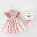 Floral Fruit Print Baby Girl Sleeveless Dress with Matching Hat