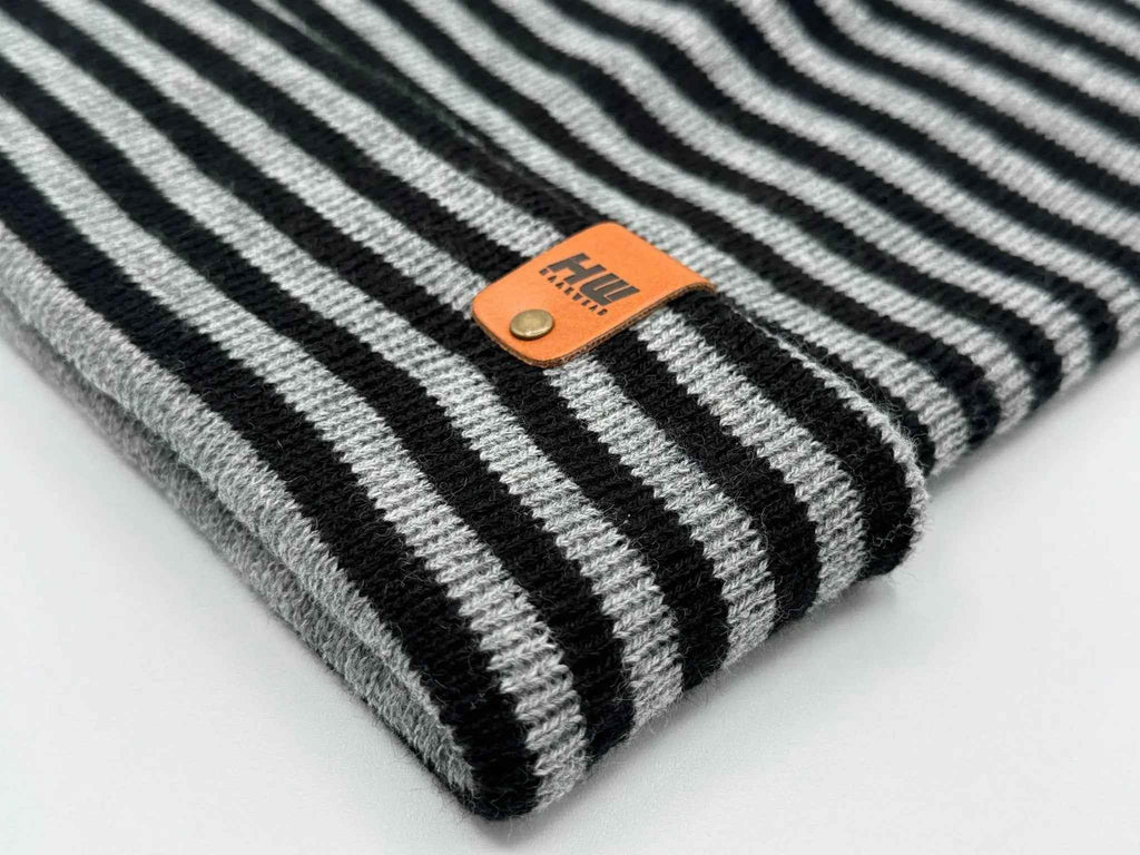 HAAKWEAR Traditional Classic RORO Cuffed Beanie / Hat - Black / Gray, Made in USA