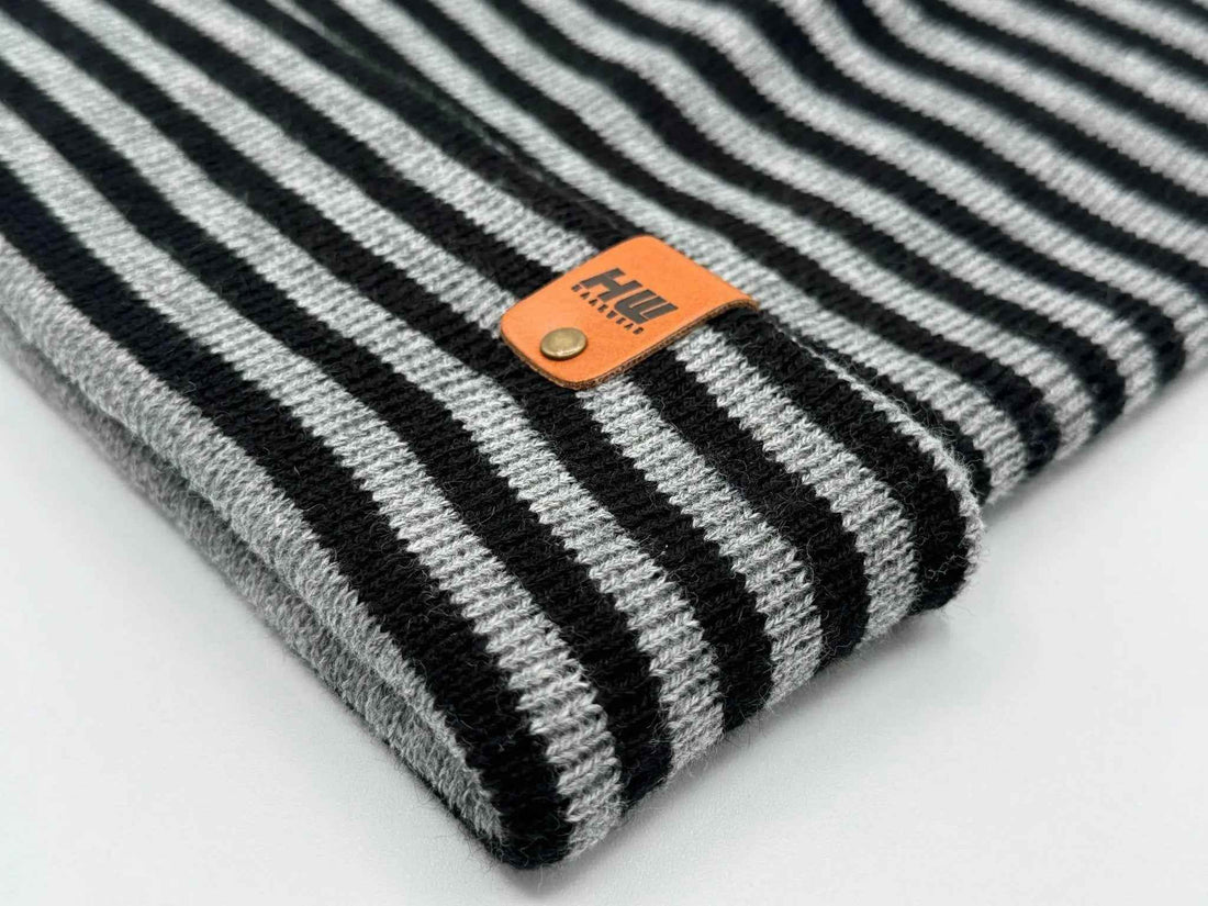 HAAKWEAR Traditional Classic RORO Cuffed Beanie / Hat - Black / Gray, Made in USA
