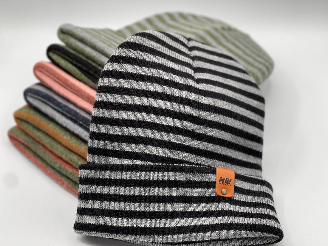 HAAKWEAR Traditional Classic RORO Cuffed Beanie / Hat - Black / Gray, Made in USA