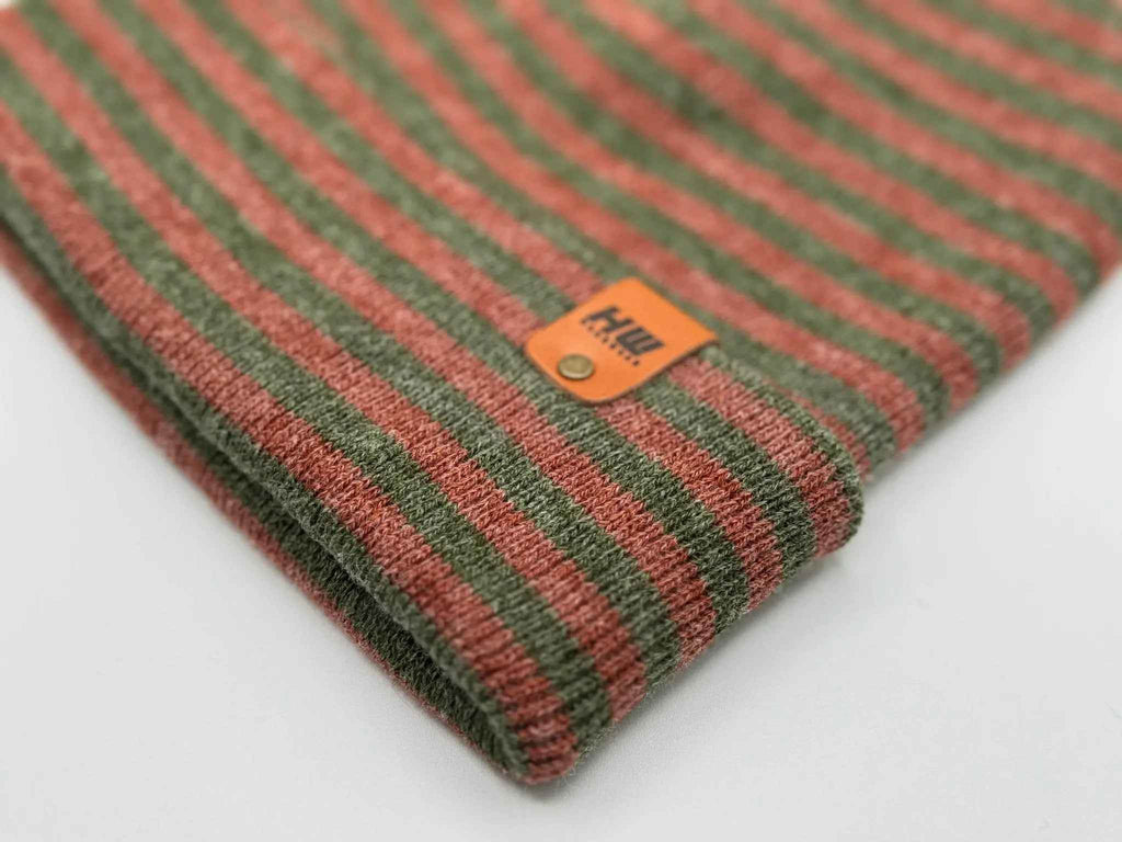 HAAKWEAR Traditional  Classic RORO Cuffed Beanie / Hat - Burgundy / Green, Made in USA