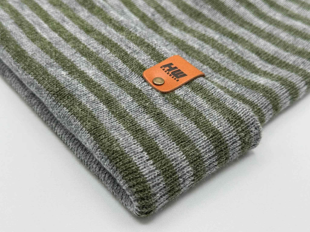 HAAKWEAR Traditional Classic RORO Cuffed Beanie / Hat - Gray / Green, Made in USA