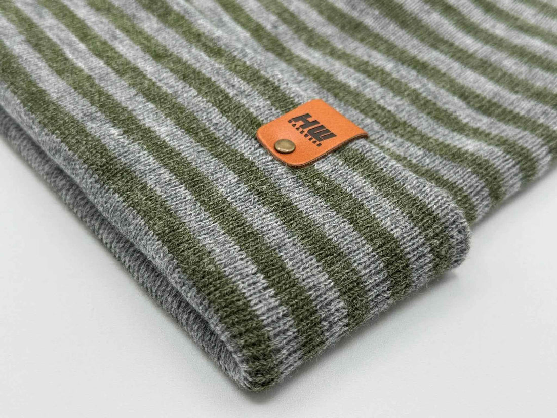 HAAKWEAR Traditional Classic RORO Cuffed Beanie / Hat - Gray / Green, Made in USA