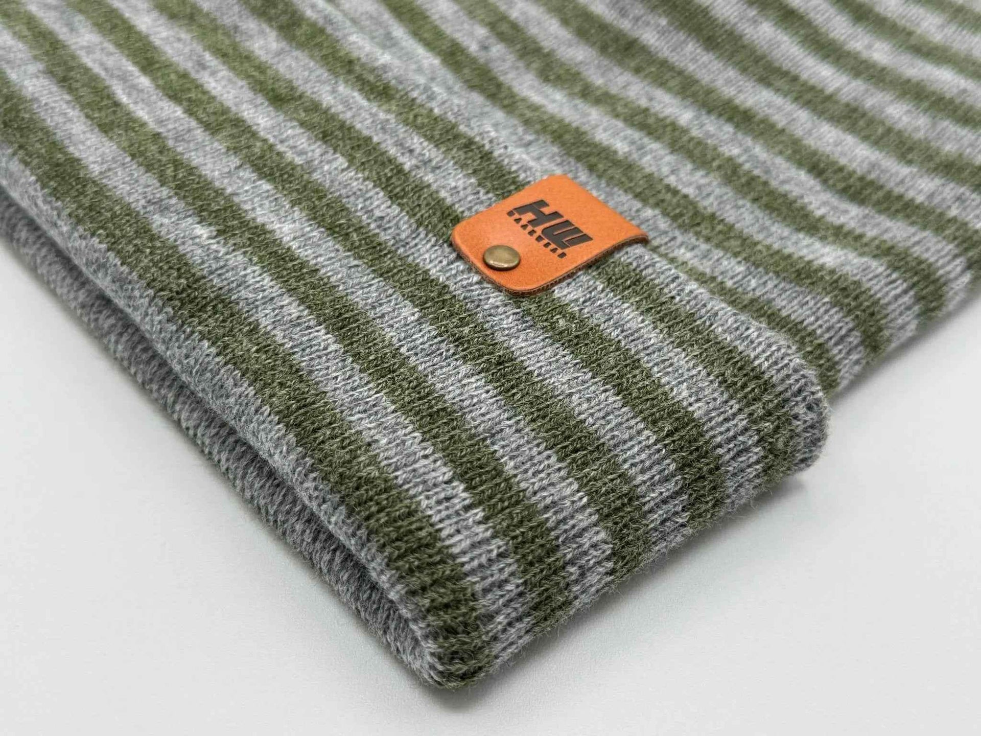 HAAKWEAR Traditional Classic RORO Cuffed Beanie / Hat - Gray / Green, Made in USA