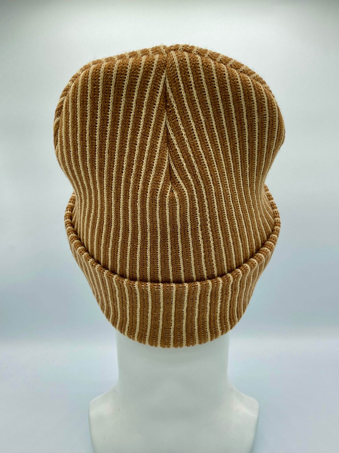 HAAKWEAR Traditional Cuffed Wide Ribbed Striped Beanie / Hat, Brown / Beige, Limited Edition - Made in USA